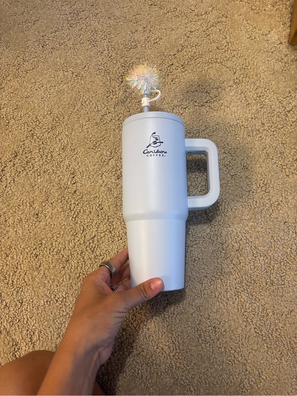 NWOT Caribou Coffee Light Blue 30oz cup with handle